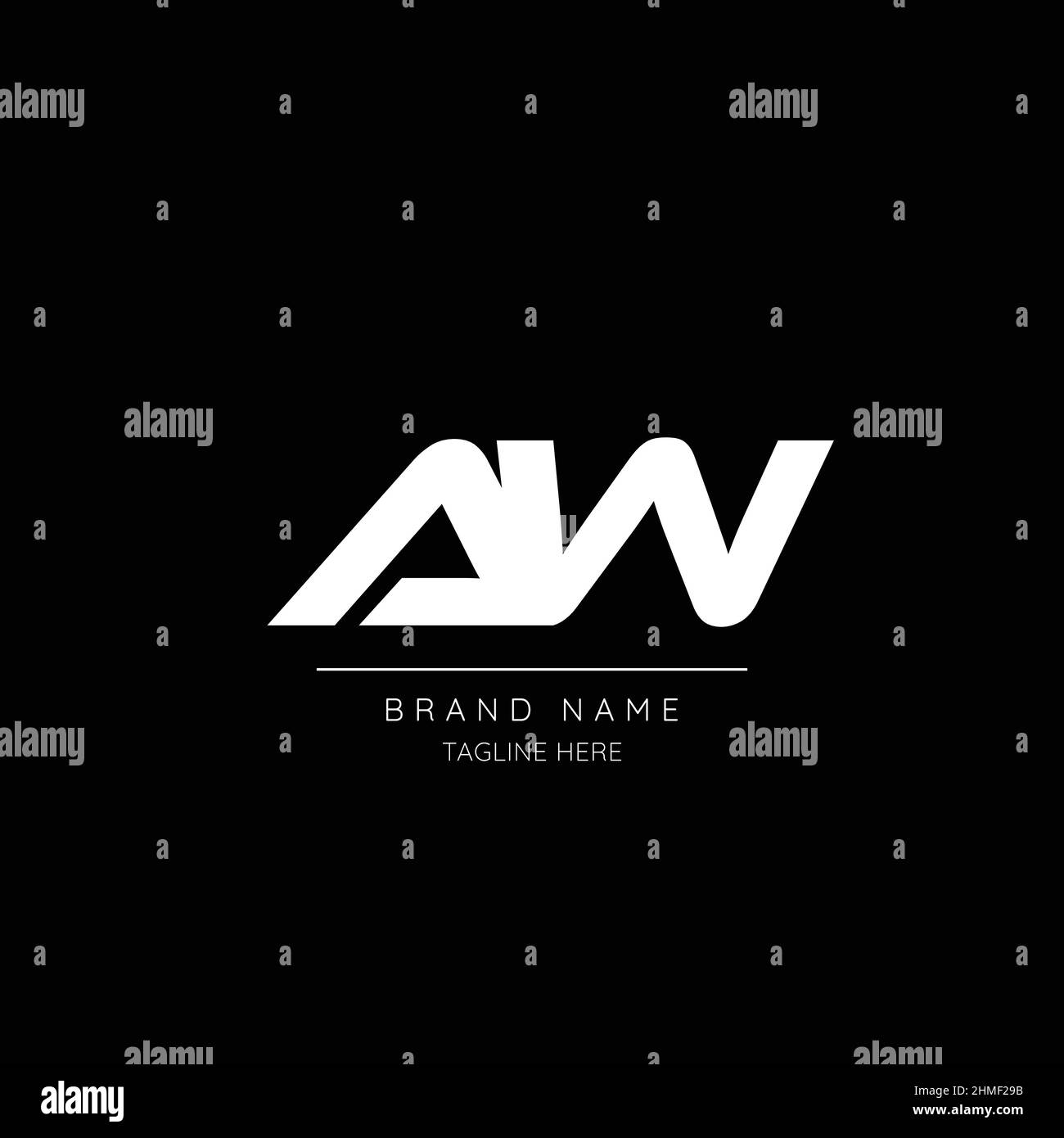 Style minimaliste blanc et noir lettre initiale AW logo. Illustration de Vecteur