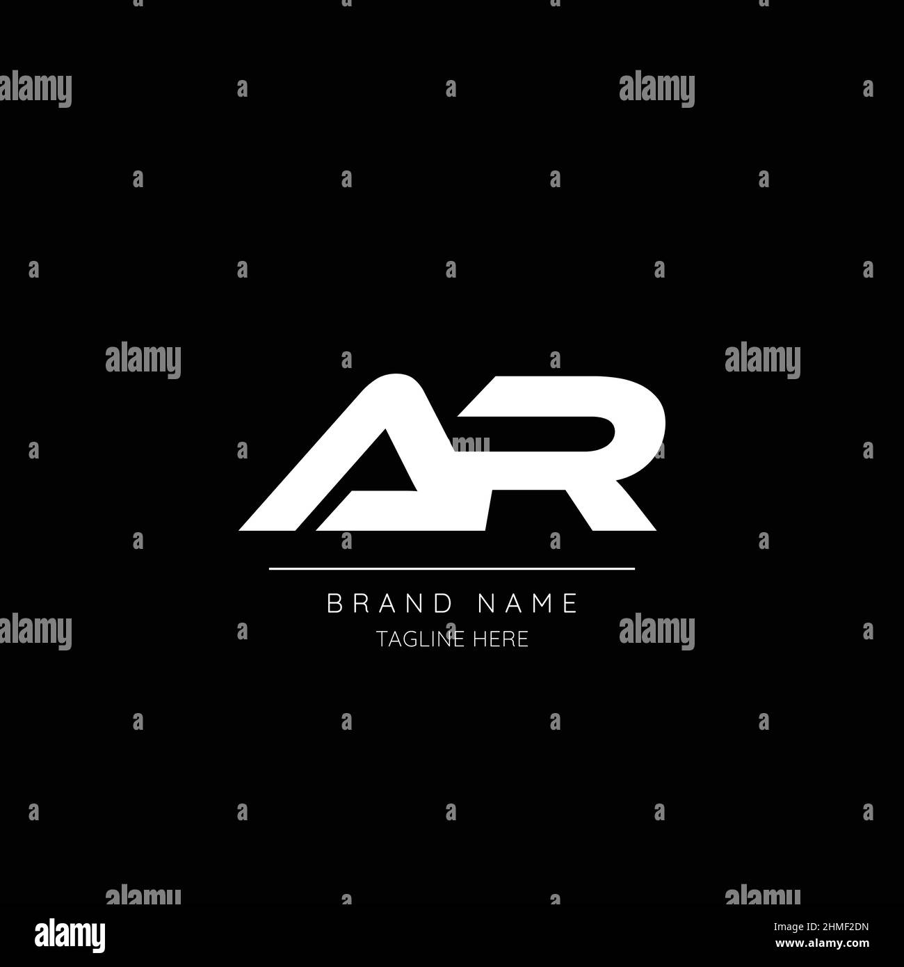 Style minimaliste blanc et noir lettre AR logo initial. Illustration de Vecteur