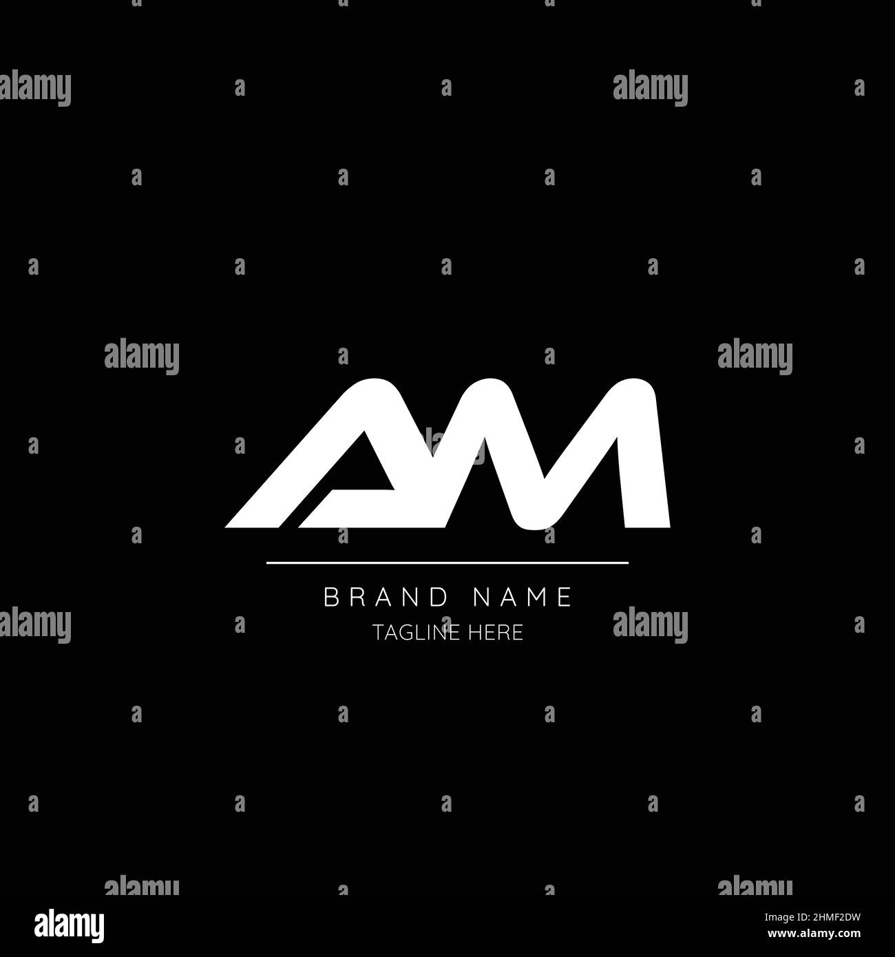 Style minimaliste blanc et noir lettre AM logo initial. Illustration de Vecteur