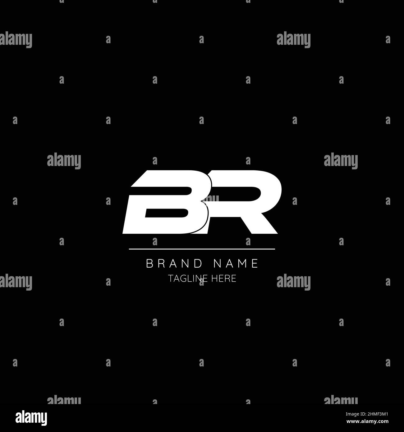 Icône de style minimaliste en noir et blanc lettre BR initiale logo. Illustration de Vecteur