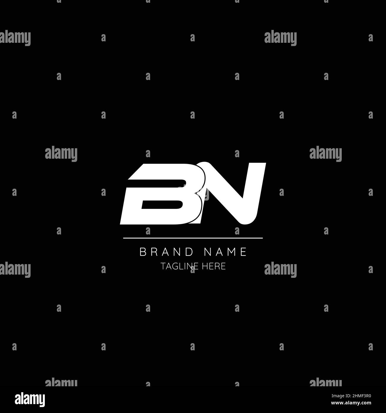 Icône de style minimaliste en noir et blanc couleur lettre BN initial basé logo. Illustration de Vecteur