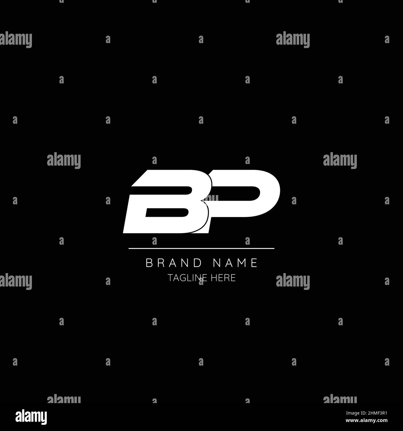 Icône de style minimaliste en noir et blanc lettre BP logo initial. Illustration de Vecteur