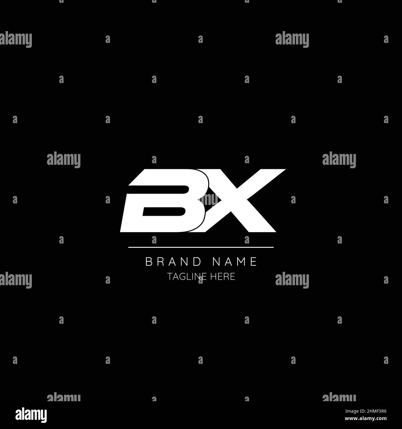Icône de style minimaliste en noir et blanc lettre BX logo initial. Illustration de Vecteur