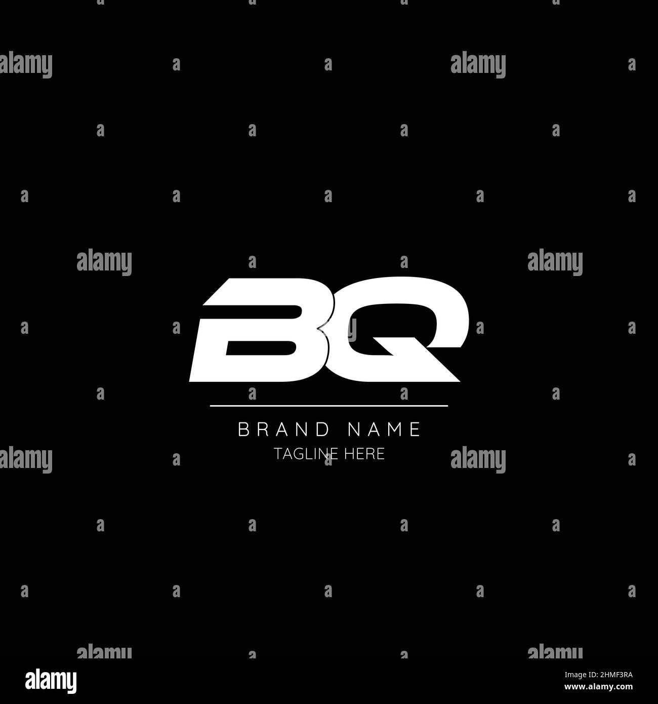 Icône de style minimaliste en noir et blanc couleur lettre BQ initiale basé logo. Illustration de Vecteur