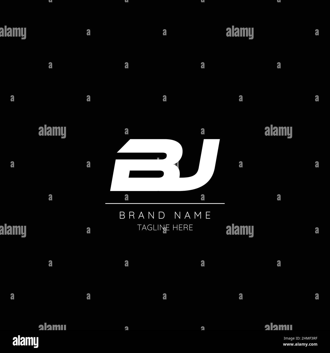 Icône de style minimal en noir et blanc lettre BJ initiale logo. Illustration de Vecteur