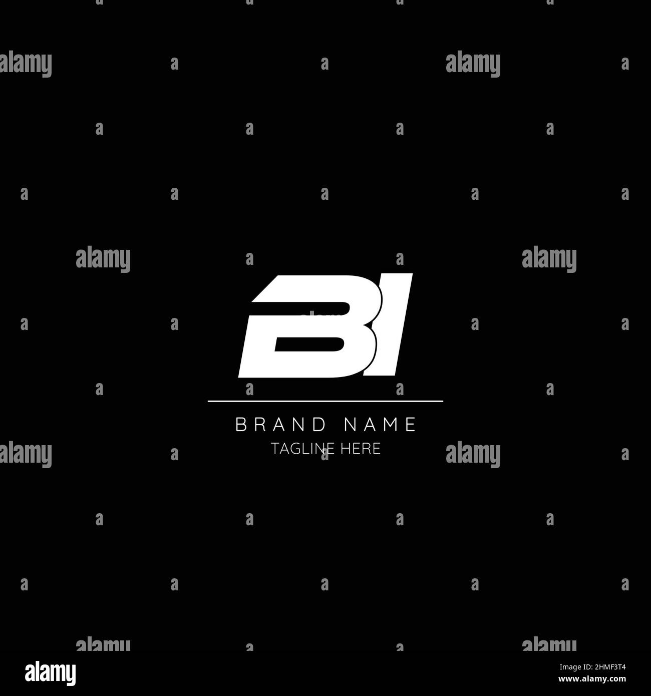 Icône de style minimaliste en noir et blanc lettre BI initiale logo. Illustration de Vecteur