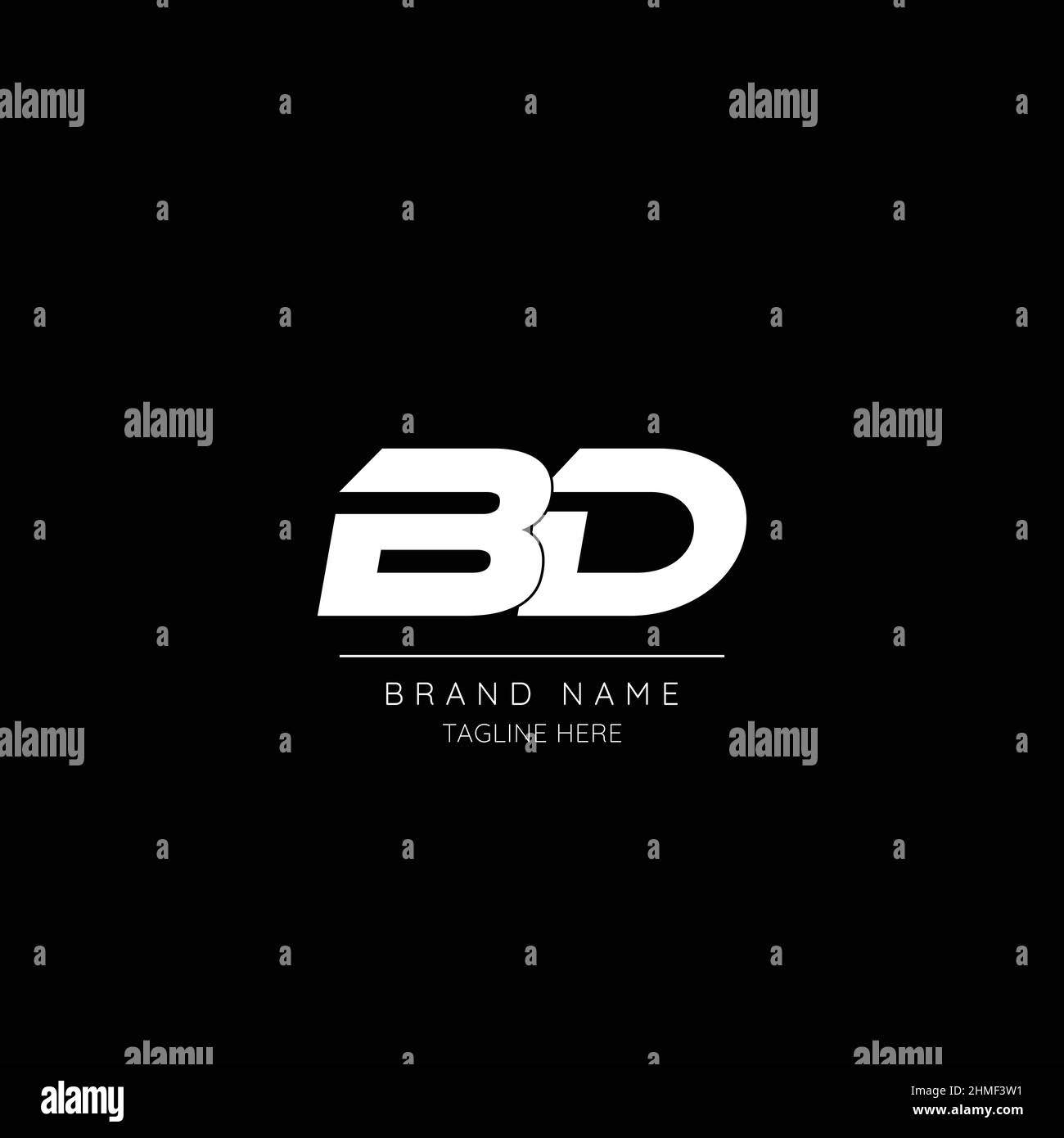 Icône de style minimaliste en noir et blanc lettre BD logo initial. Illustration de Vecteur