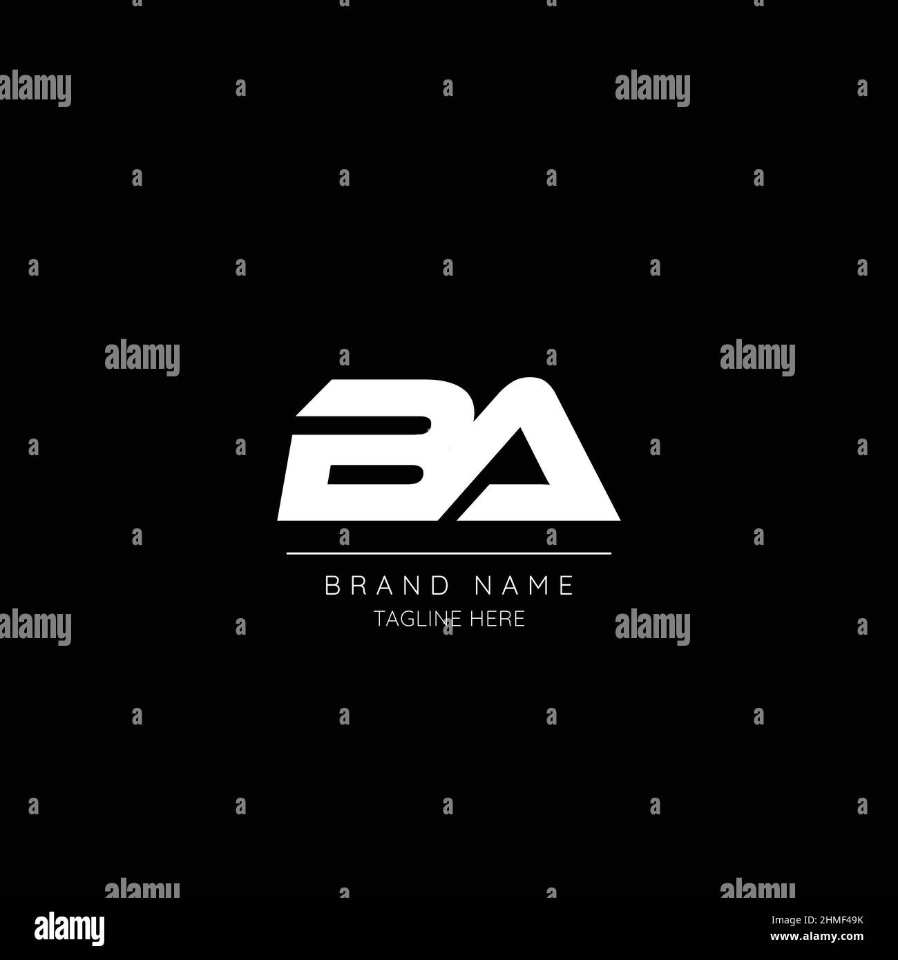 Icône de style minimal en noir et blanc lettre BA initiale logo. Illustration de Vecteur