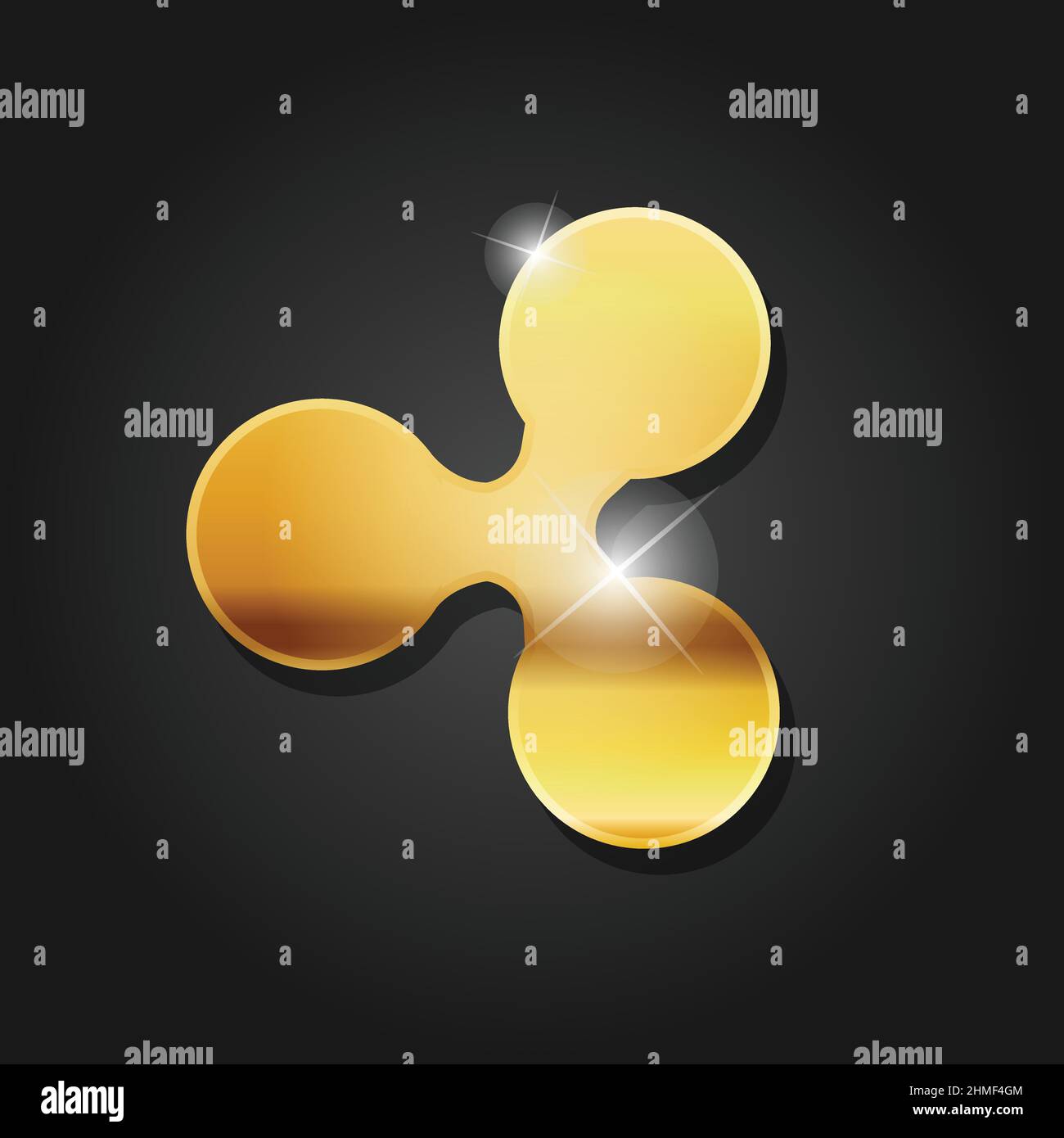 Image vectorielle de symbole d'icône d'ondulation dorée brillante. Pièce de monnaie crypto-monnaie numérique dorée. Symbole argent finance électronique. Illustration de Vecteur