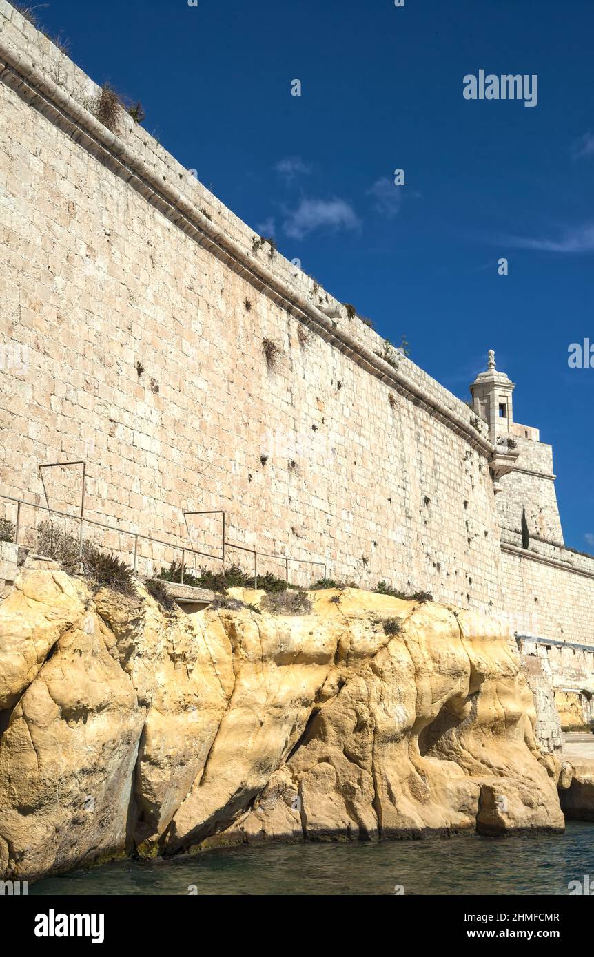 Murs du fort Saint-Ange à Birgu Malte Banque D'Images