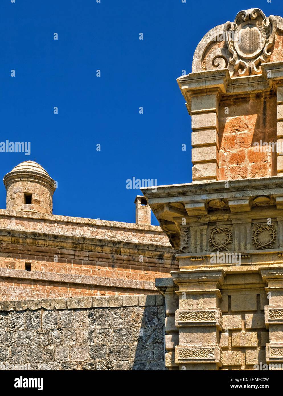 Détail de l'architecture de la porte Mdina à Malte Banque D'Images