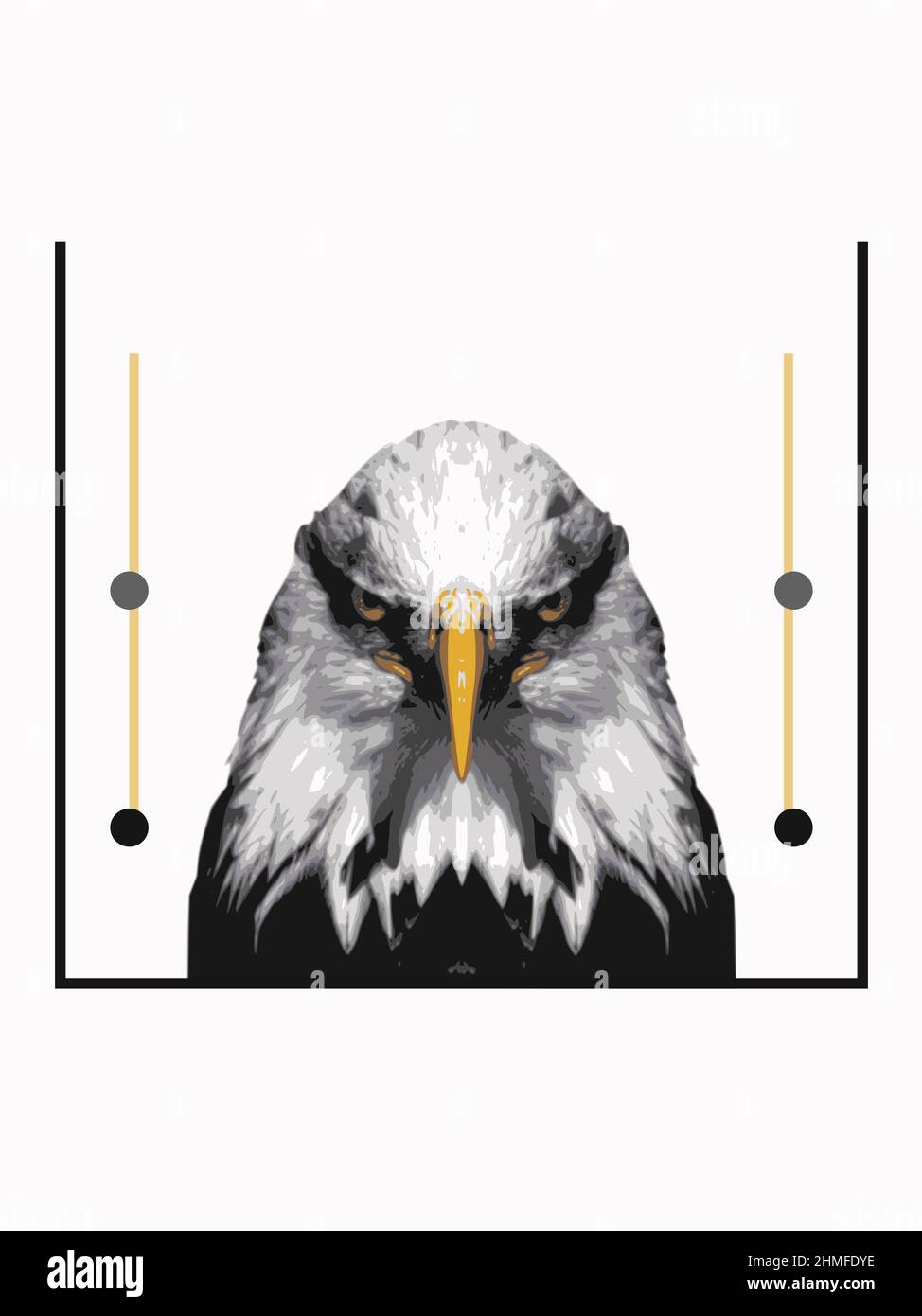 Tête d'aigle et lignes géométriques, rendu 3D, illustration pour l'impression, le logo, l'emblème et autres Banque D'Images