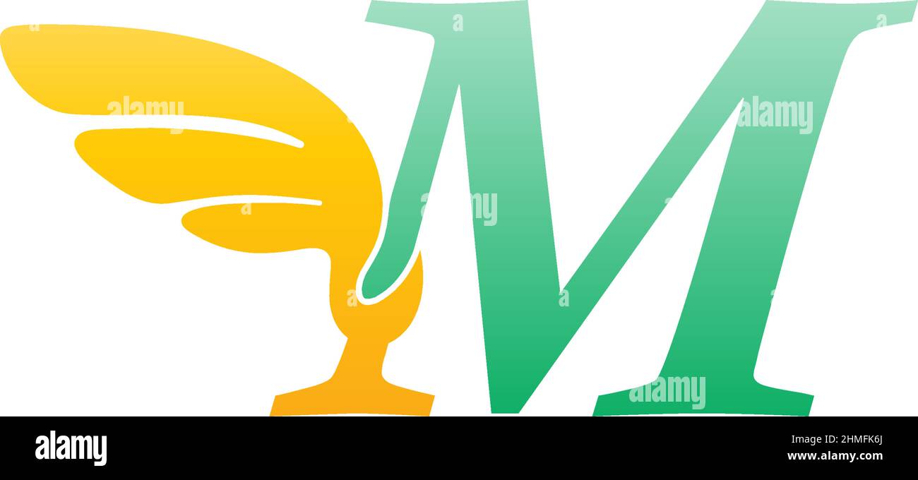 Illustration de l'icône du logo lettre M avec vecteur d'ailes Illustration de Vecteur