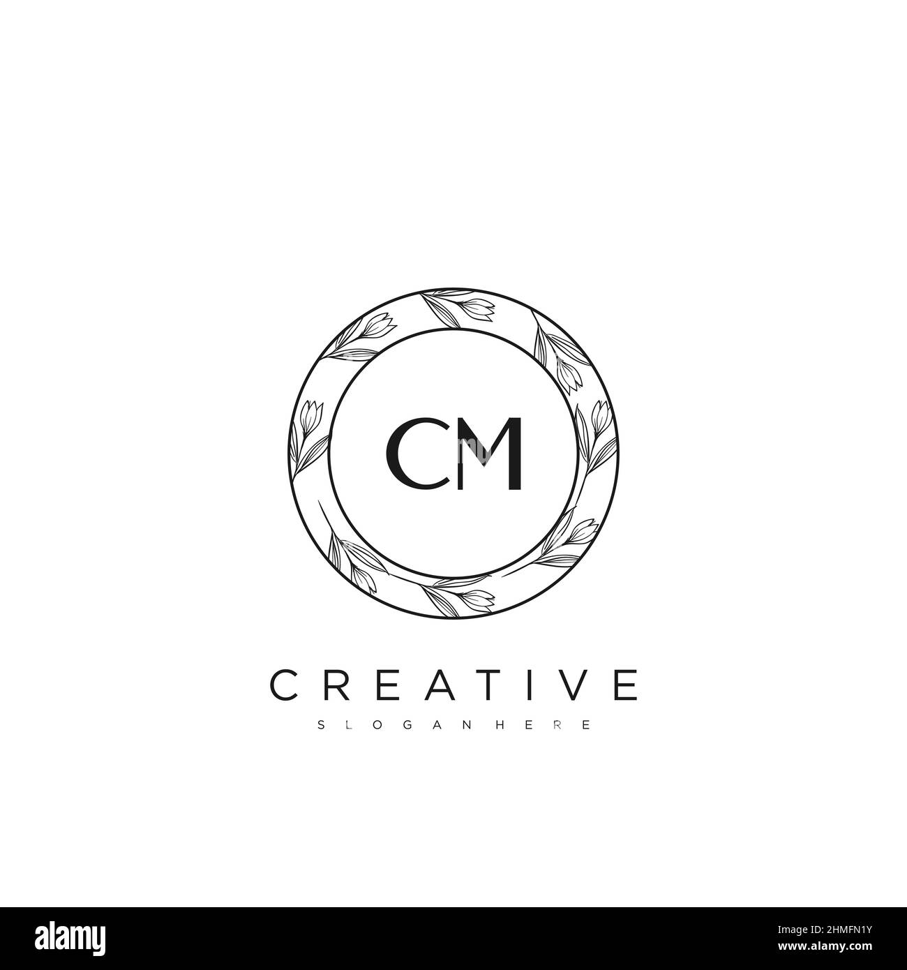 CM lettre initiale logo fleur modèle Vector Premium Illustration de Vecteur