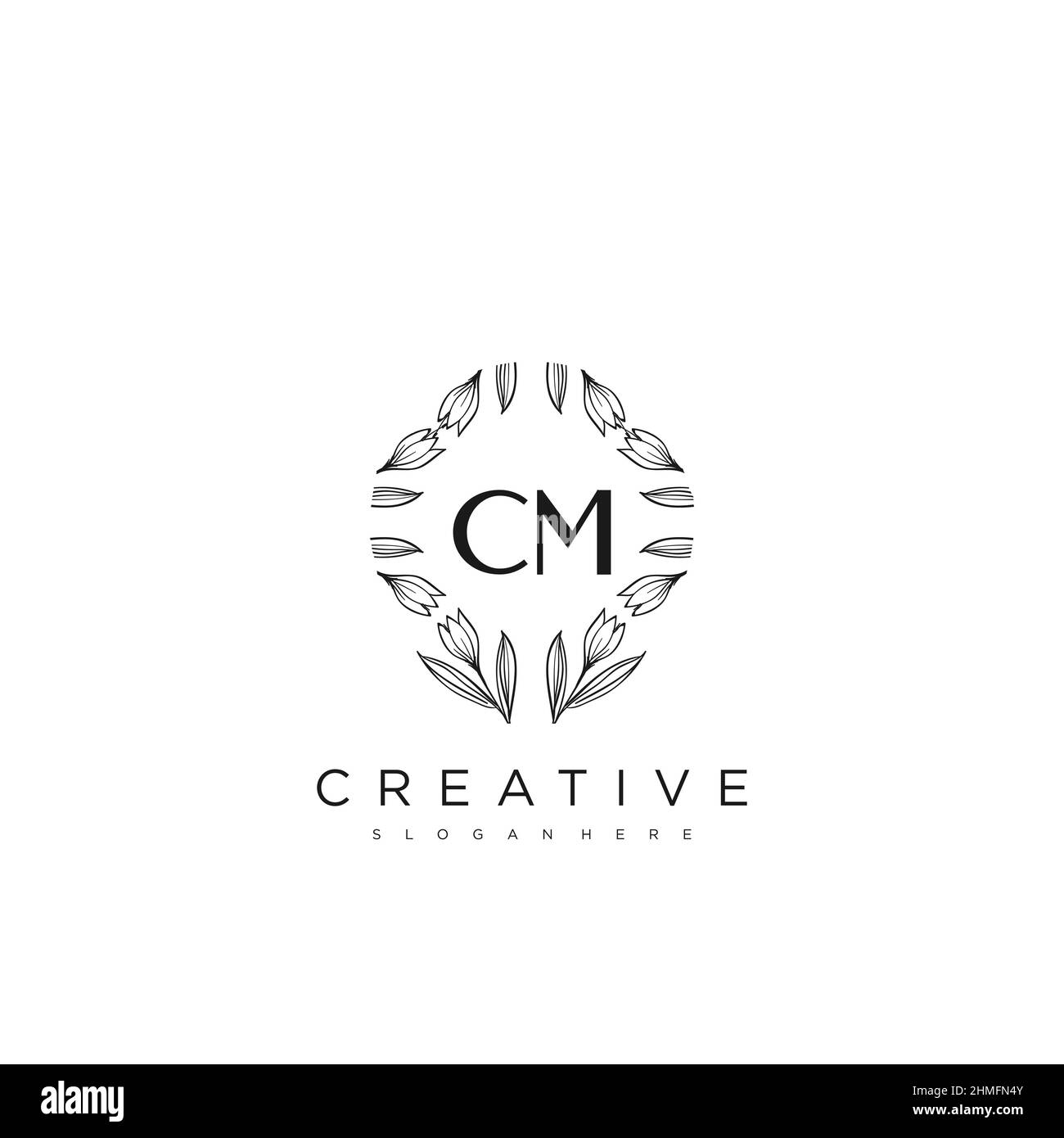 CM lettre initiale logo fleur modèle Vector Premium Illustration de Vecteur