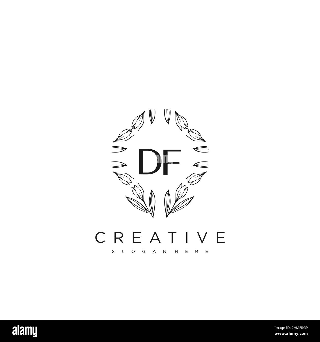 DF lettre initiale logo Fleur modèle Vector Premium Illustration de Vecteur