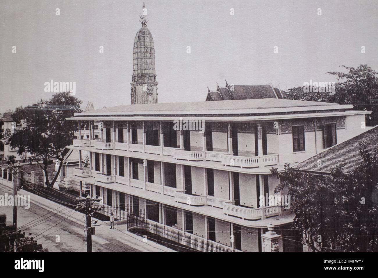 Photo (vers le début du 20th siècle) de Siam Electricity Company Ltd., site de la première centrale électrique de Thaïlande; Chakraphet Rd., Phahuram, Bangkok, Thaïlande Banque D'Images