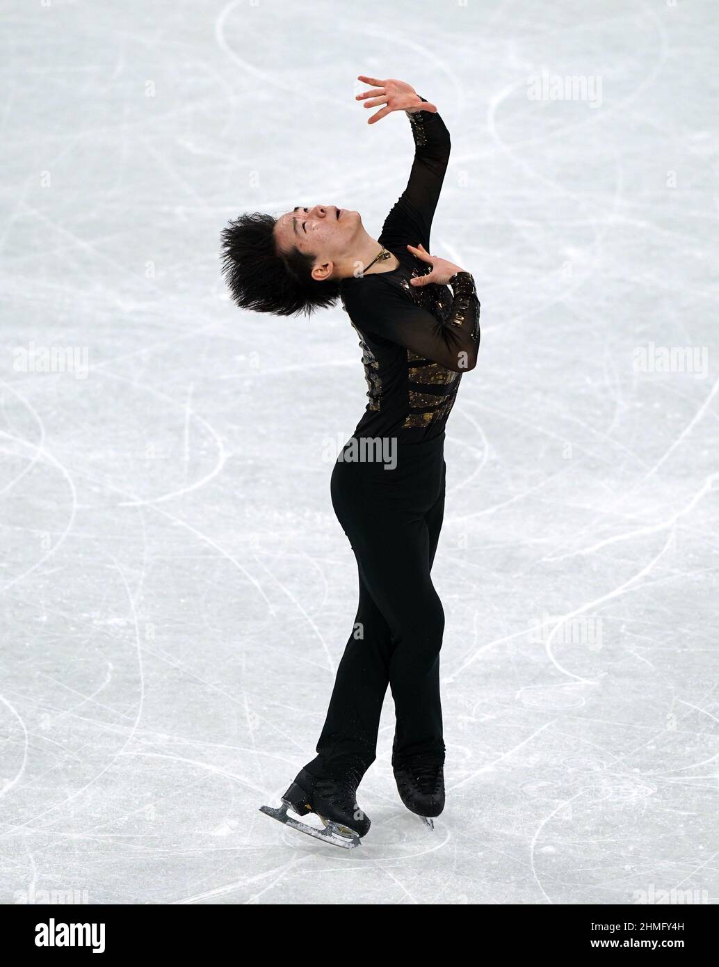 Yuma Kagiyama au Japon pendant le patinage individuel masculin - Patinage gratuit le sixième jour des Jeux Olympiques d'hiver de 2022 à Beijing au stade intérieur de la capitale en Chine. Date de la photo : jeudi 10 février 2022. Banque D'Images