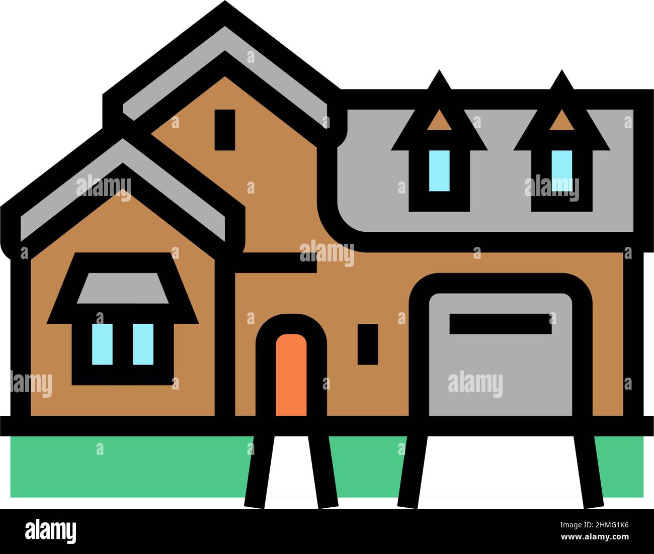 illustration vectorielle de l'icône de couleur de maison de campagne française Illustration de Vecteur