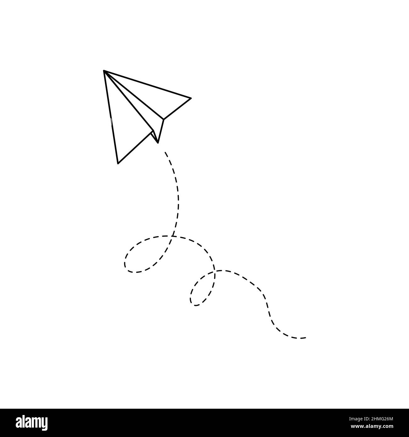 Icône vecteur avion papier.Avion en papier style contour Doodle.Élément avion origami simple.Illustration vectorielle de dessin. Illustration de Vecteur
