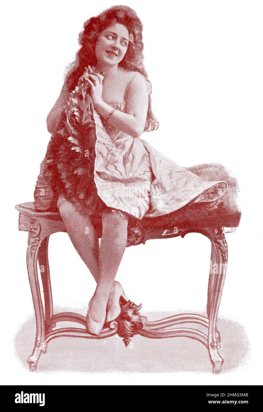 Portrait de Helene Anna Held - une interprète de scène et chanteuse polonaises sur Broadway. Image du magazine de théâtre franco-allemand illustré « Das Album », 1898. Banque D'Images