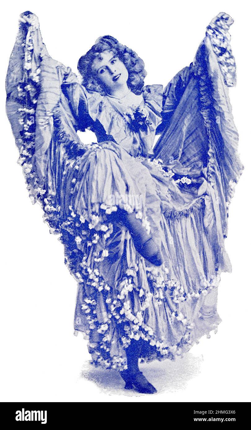 Portrait de Mabel Love, danseuse britannique et actrice de scène. Image du magazine de théâtre franco-allemand illustré « Das Album », 1898. Banque D'Images