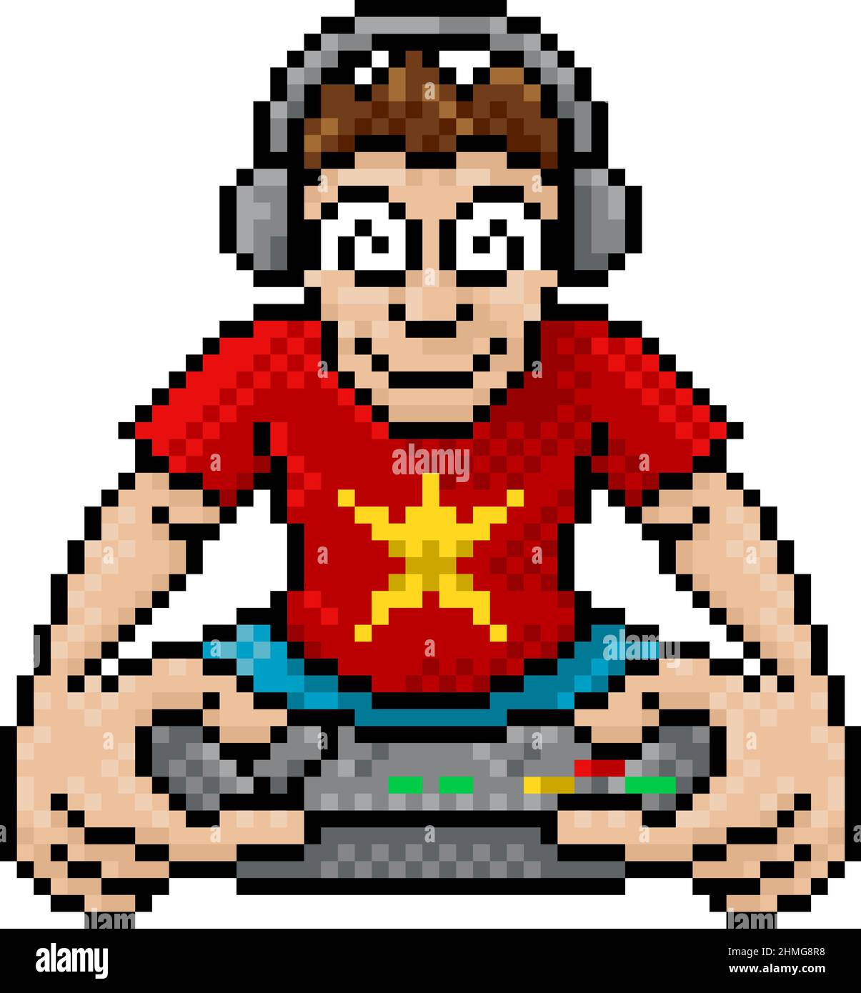 Joueur jouant à la console de jeu vidéo Pixel Art Cartoon Image Vectorielle  Stock - Alamy