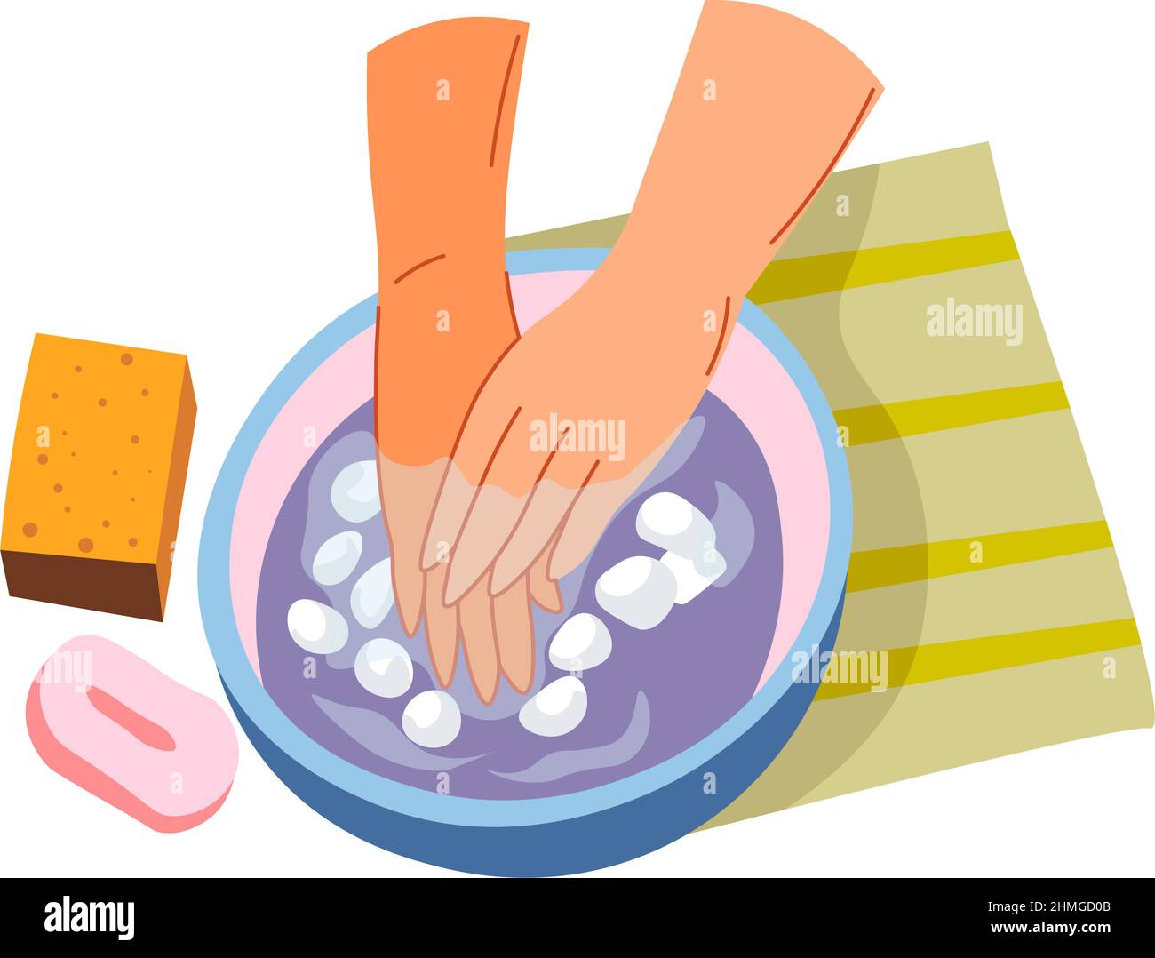 Procédures de spa pour les mains et les ongles dans le salon de spa Illustration de Vecteur