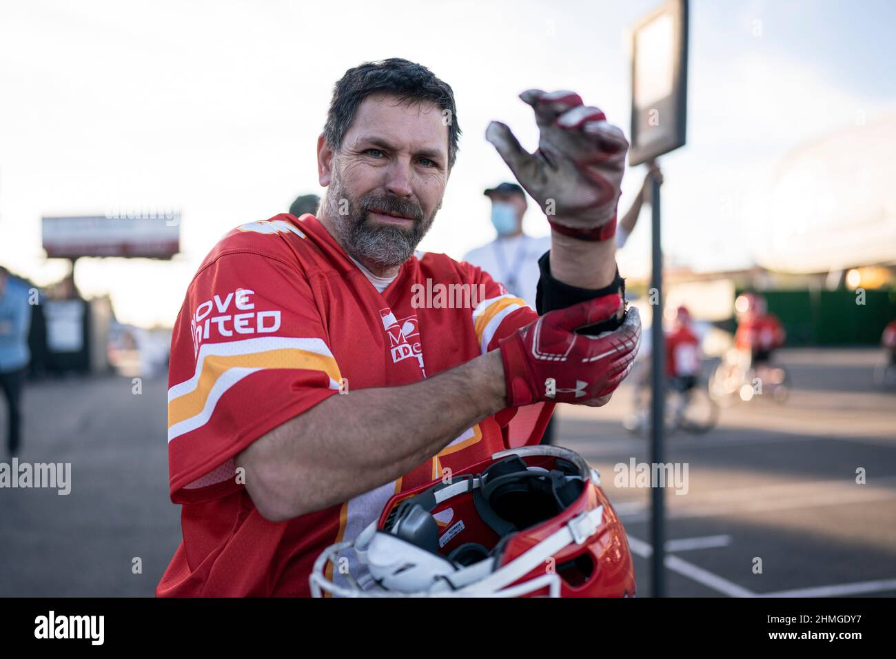 Josh Bailey (15) des Kansas City Chiefs lors du championnat de football en fauteuil roulant, le mercredi 9 février 2022, à Los Angeles, ENV. (Jon Banque D'Images Josh Bailey (15) des Kansas City Chiefs lors du championnat de football en fauteuil roulant, le mercredi 9 février 2022, à Los Angeles, ENV. (Jon Banque D'Images