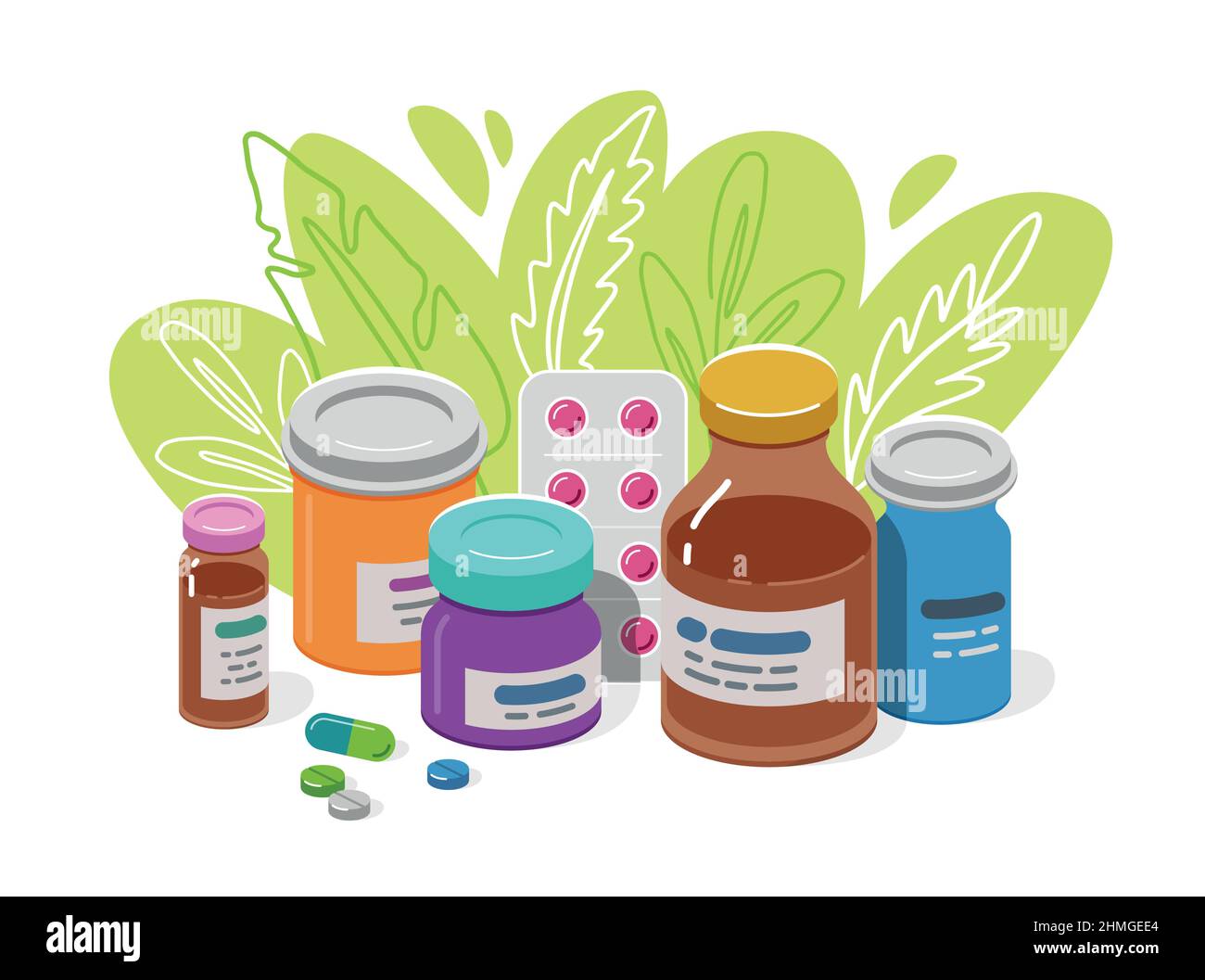 Ensemble de préparations médicales. Suppléments de santé, médecine concept vecteur illustration Illustration de Vecteur