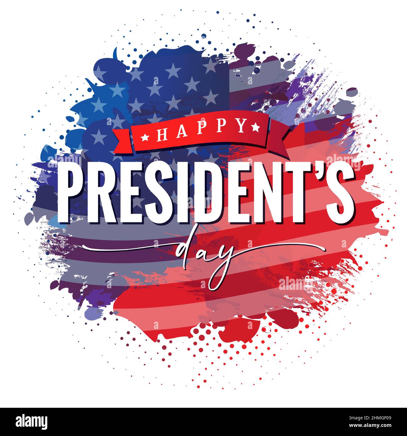 Happy Presidents Day USA, drapeau de grunge à la brosse et à l'encre. Illustration vectorielle Illustration de Vecteur