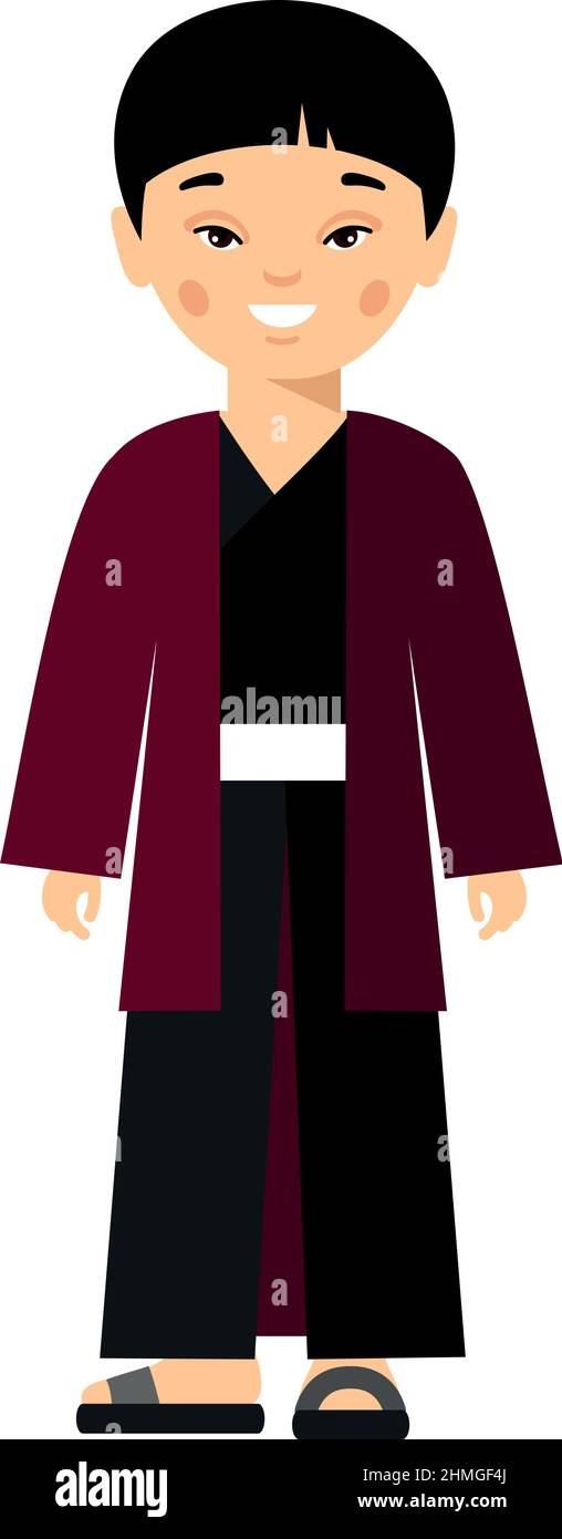 Illustration vectorielle des enfants, des garçons et des gens chinois. Homme asiatique vêtu de costumes nationaux. Illustration de Vecteur