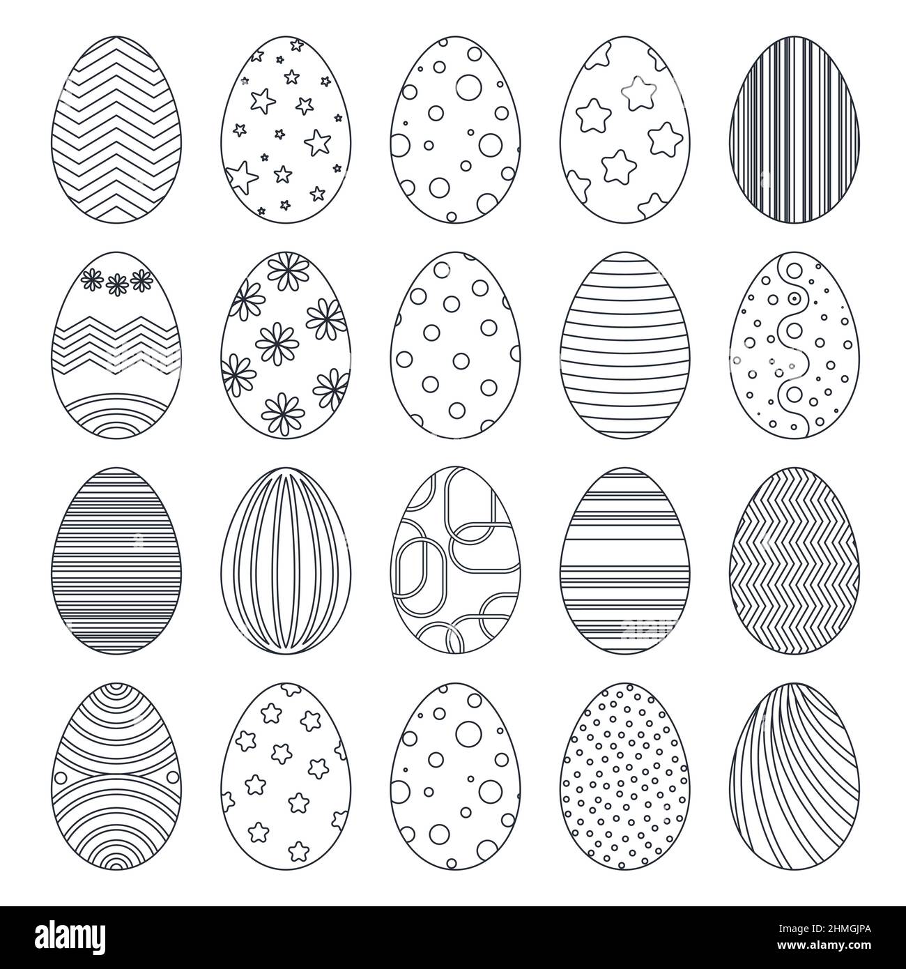 Illustration vectorielle de l'ensemble d'œufs de Pâques Illustration de Vecteur