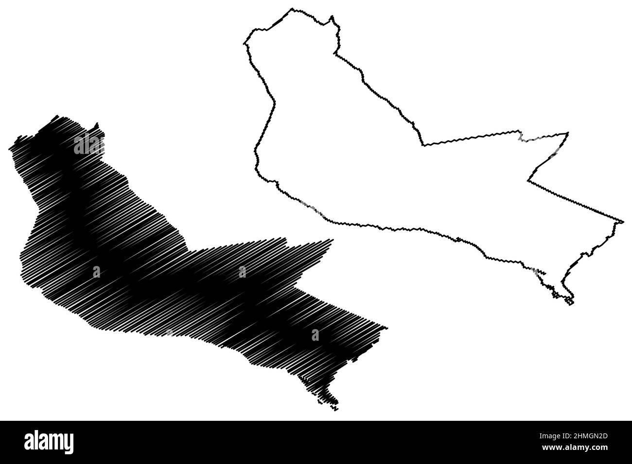 PAO de Acucar (Etat d'Alagoas, Municipalités du Brésil, République fédérative du Brésil) carte illustration vectorielle, scribble sketch Pao de AC Illustration de Vecteur