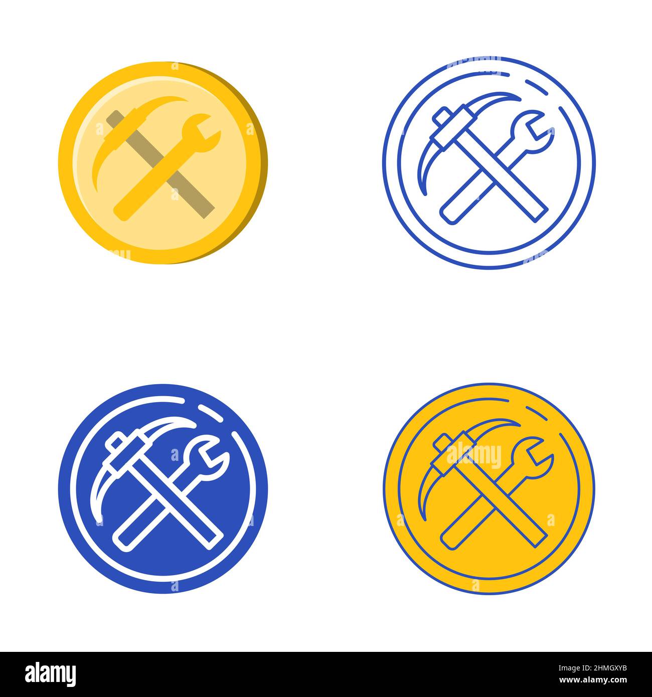 Icône de jeton utilitaire définie en mode plat et ligne. Symbole de concept NFT. Illustration vectorielle. Illustration de Vecteur