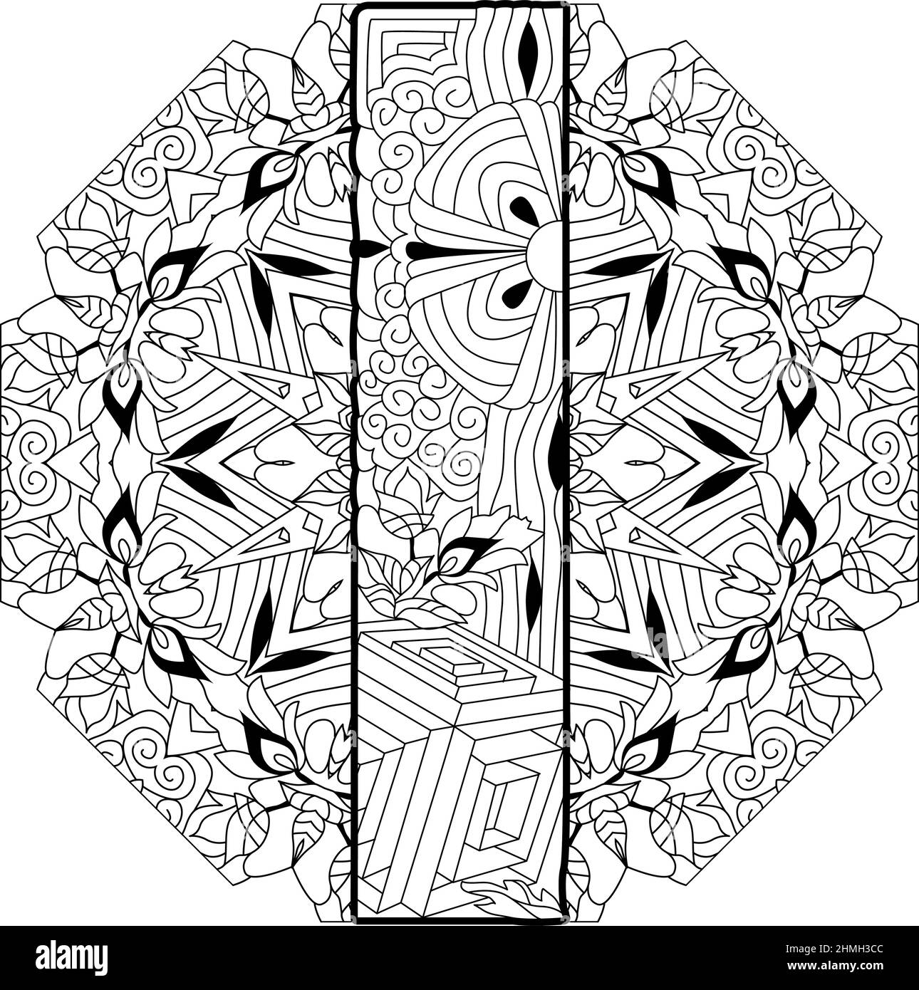 Lettre stylisée Zentangle - lettre I sur le mandala. Illustration vectorielle. Modèle ethnique Illustration de Vecteur