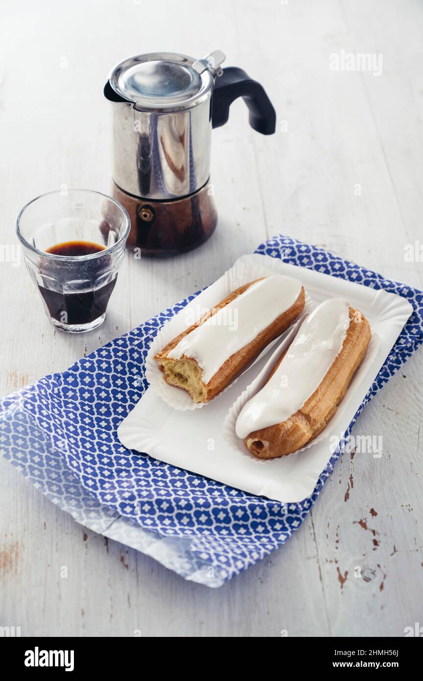 Crèmes glacées à la vanille française remplies de café Banque D'Images