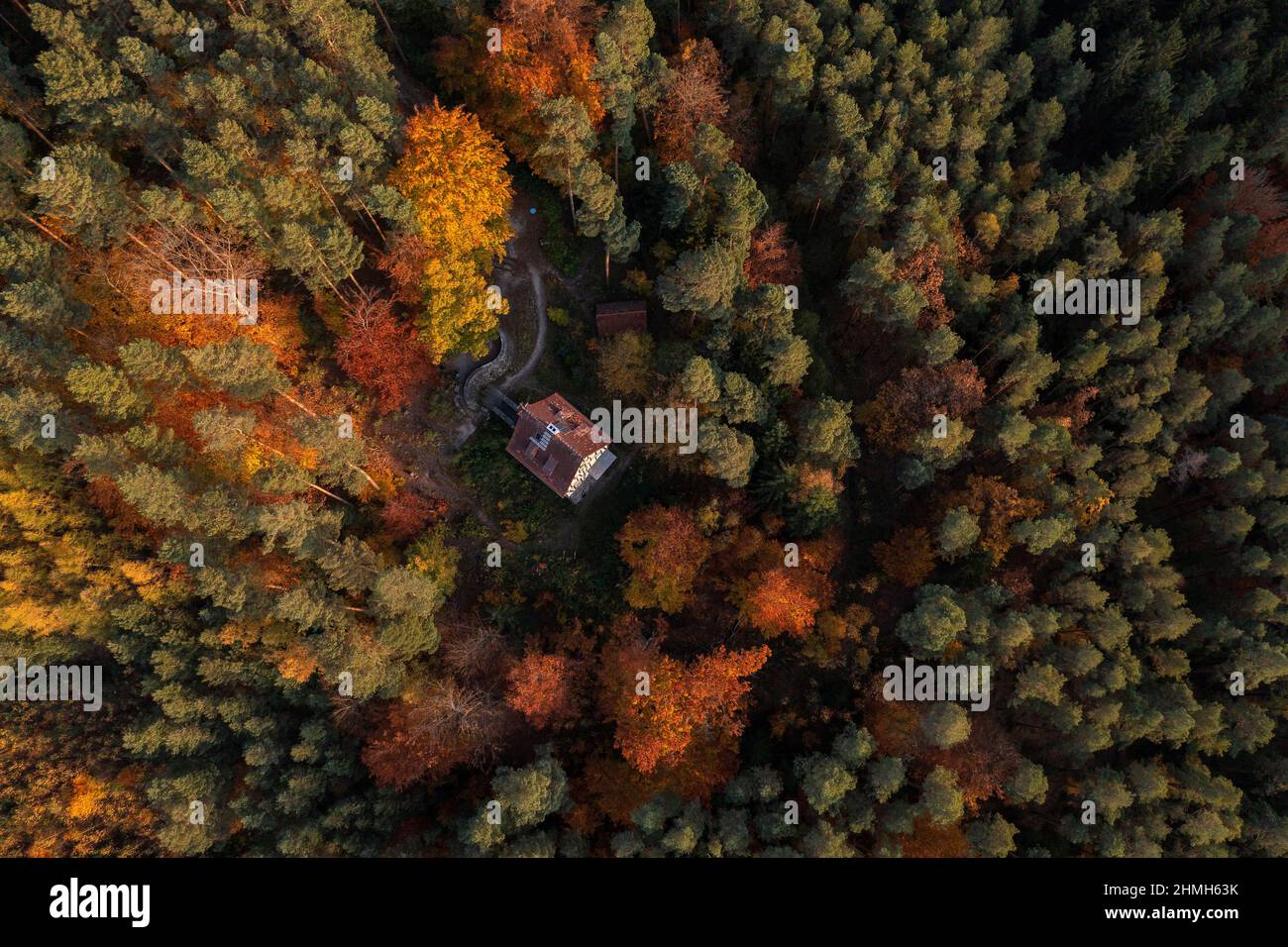 Photo de drone du Herzogstuhl en Thuringe. Banque D'Images