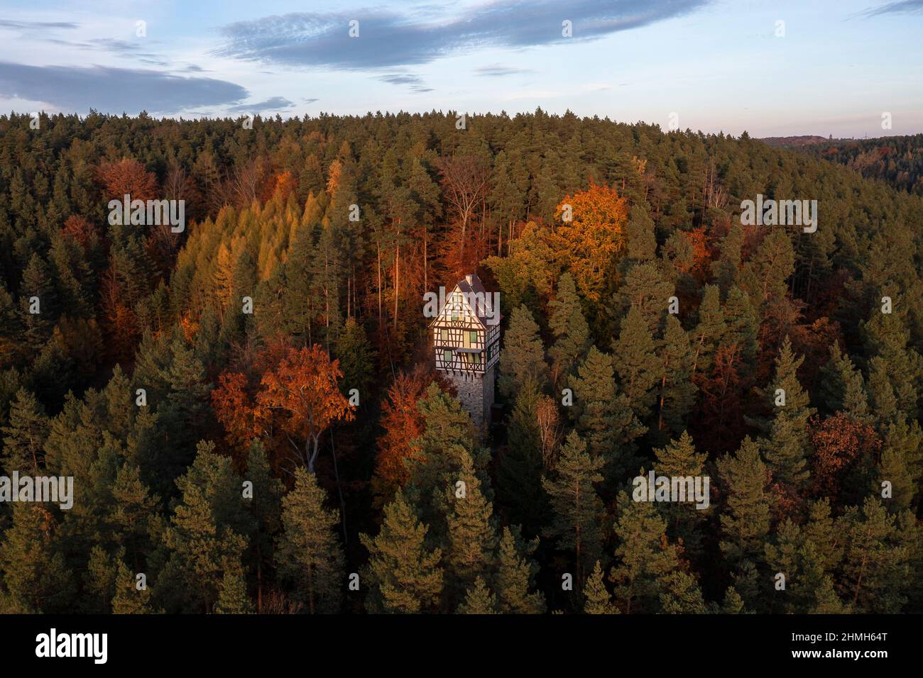 Photo de drone du Herzogstuhl en Thuringe. Banque D'Images