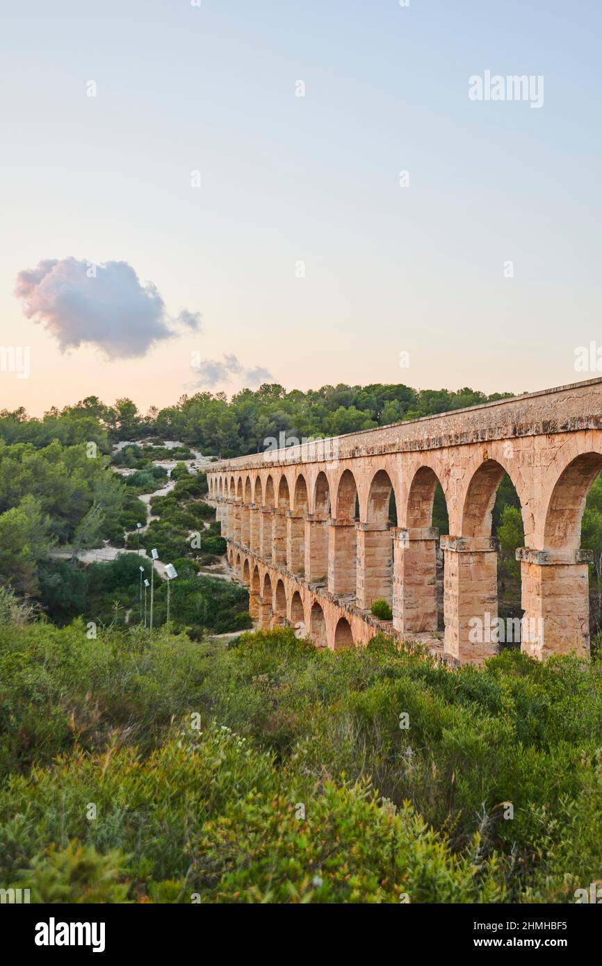 Ancien aqueduc romain, Aqüeducte des Ferreres, Pont du Diable, Pont del Diable, Catalogne, Espagne Banque D'Images