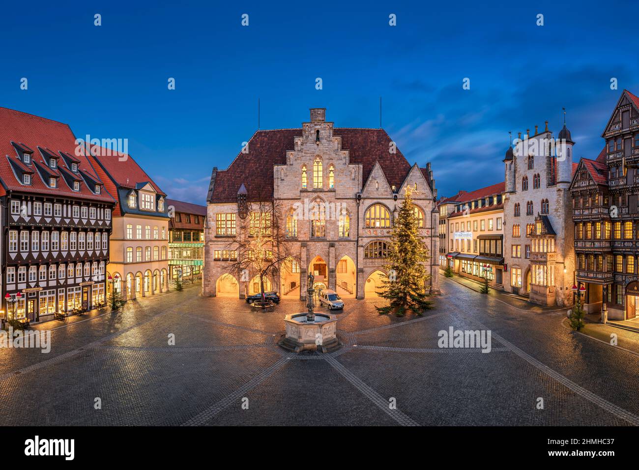 Place du marché historique dans la vieille ville de Hildesheim, Allemagne Banque D'Images