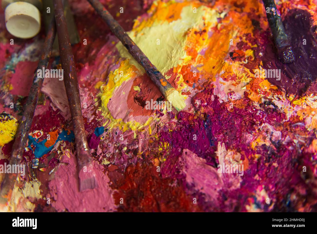 Peinture à l'huile, palette, peinture, pinceau Banque D'Images