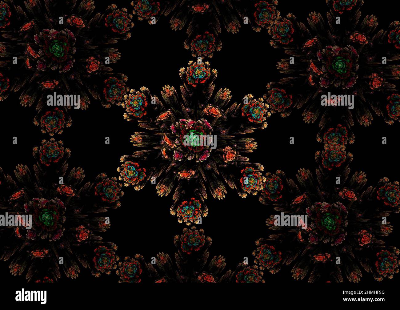 fleurs fractales rétro générées automatiquement pour la conception Banque D'Images