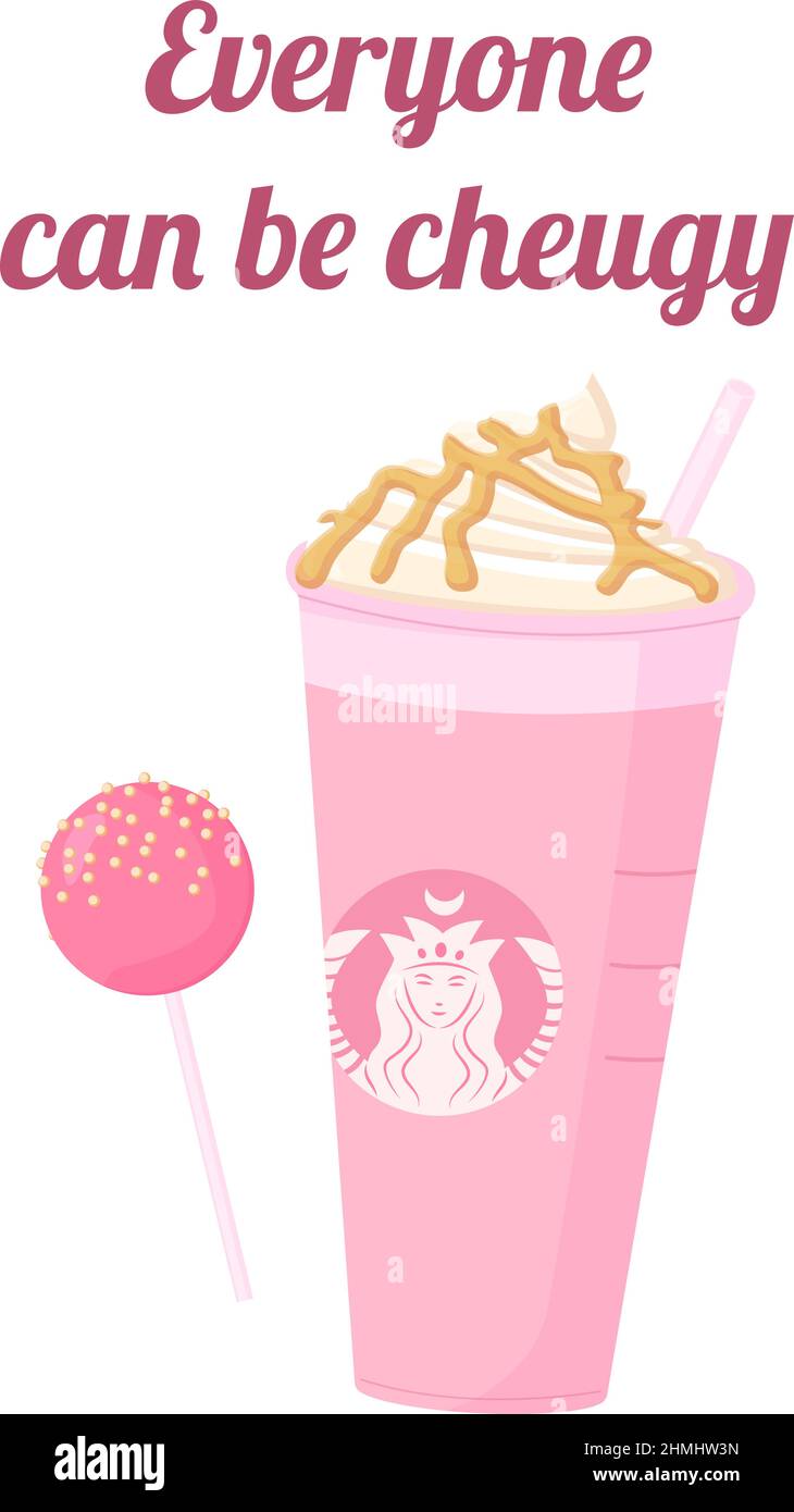 Citation de Cheugy avec fraisier caramel et bonbons avec citation tout le monde peut être gaugy. Tendances milléniales. Texte isolé sur fond wthite Illustration de Vecteur