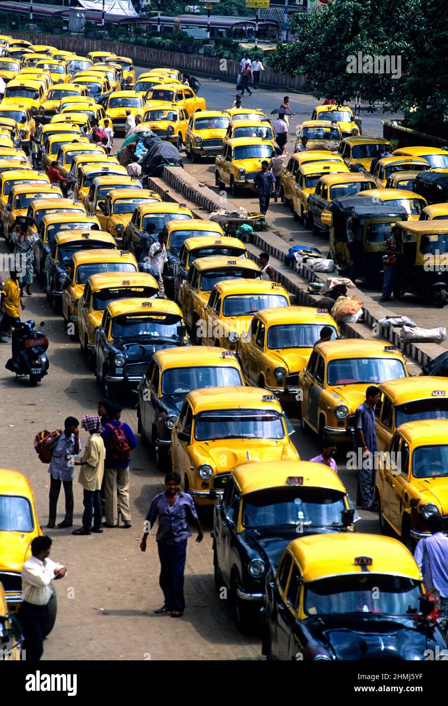 Inde. Parking en taxi à Calcutta Kolkata Banque D'Images
