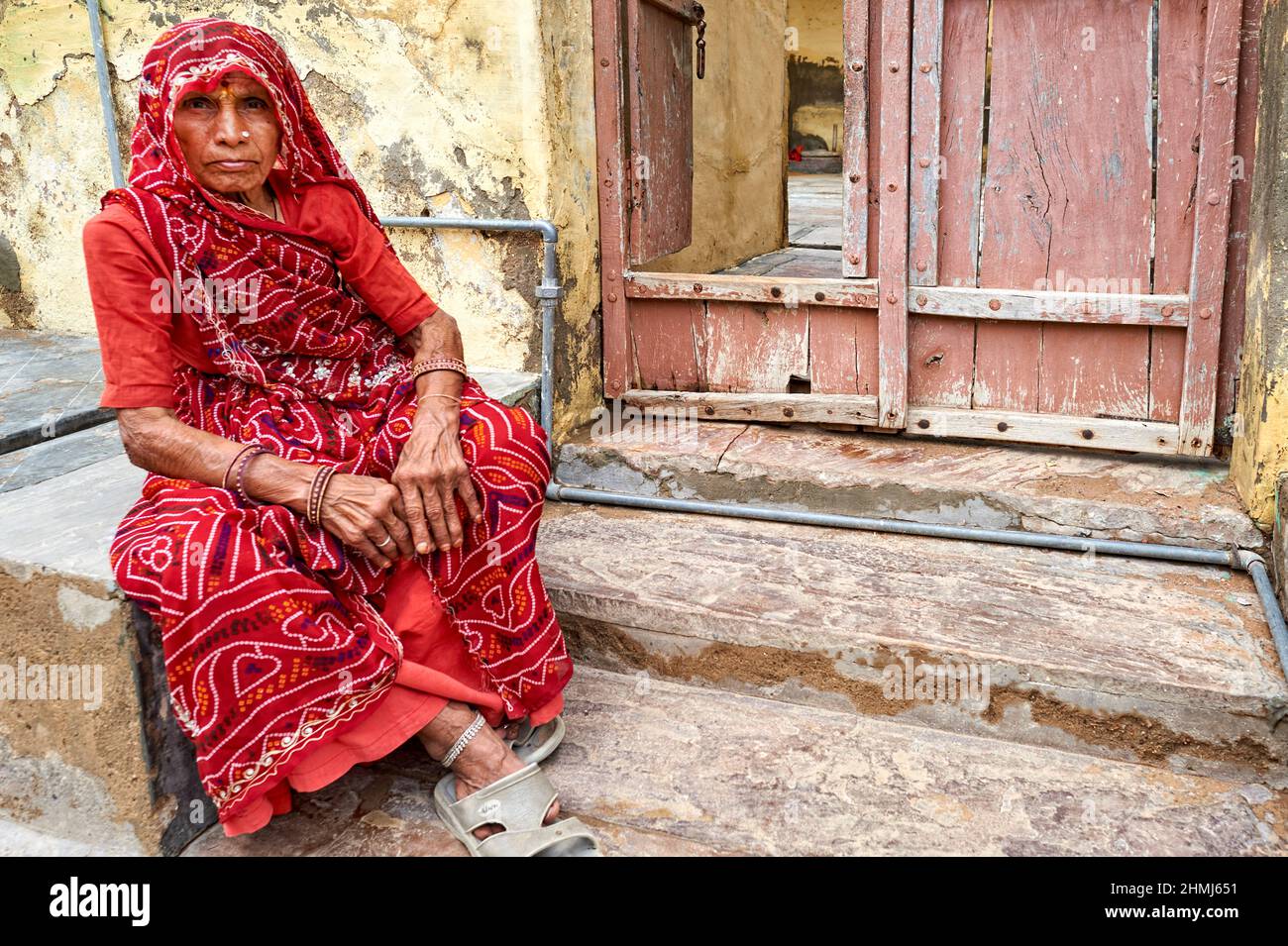 Inde Rajasthan. Portrait d'une vieille femme Banque D'Images