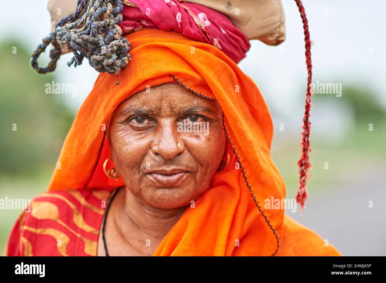 Inde Rajasthan. Portrait d'une vieille femme Banque D'Images