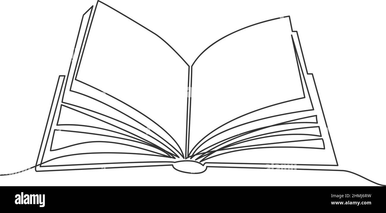 dessin en ligne continue d'un livre ouvert, illustration vectorielle d'une seule ligne Illustration de Vecteur