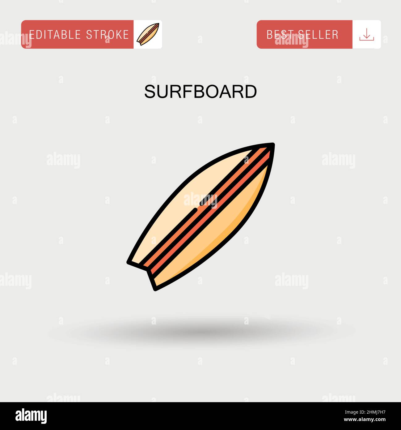 Icône de vecteur simple de surf. Illustration de Vecteur