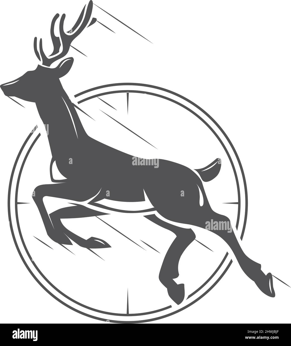 Cerf en vue. Logo de la saison de chasse. Symbole cible Illustration de Vecteur